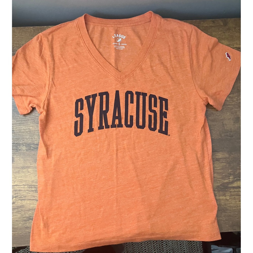 League 91 Syracuse University Orange V-Neck Graphic T-Shirt Womens Small